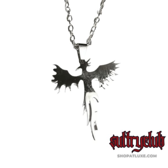 Phoenix Rises Silver Unisex Necklace - Picture 1 of 4